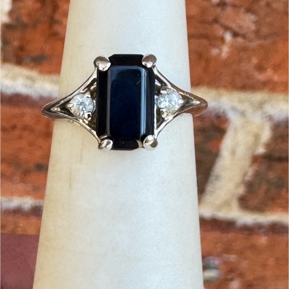925 Art Deco Blue Sapphire Ring